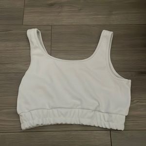 White cropped soft tank top.